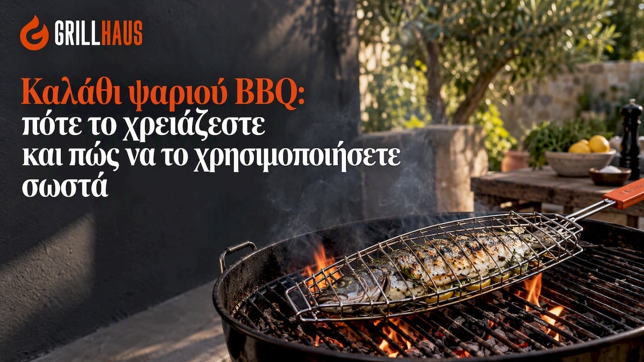 Καλάθι με ολόκληρο ψάρι στη σχάρα
